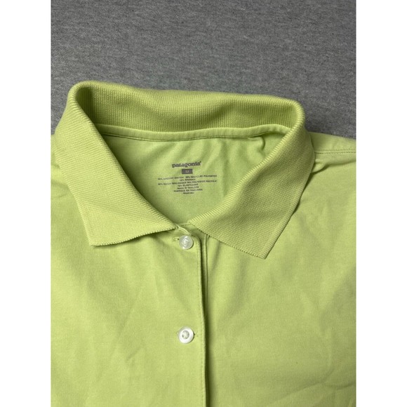 Patagonia Polo Button Down Shirt Casual Golf Green Short Sleeve Women's Medium - Picture 2 of 10
